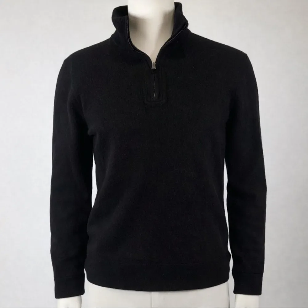 Banana Republic black 100% Italian merino wool quarter zip sweater size large